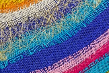Soyut çok renkli güzel arka plan, pamuk kaba kumaş parçalarından yapılmış.