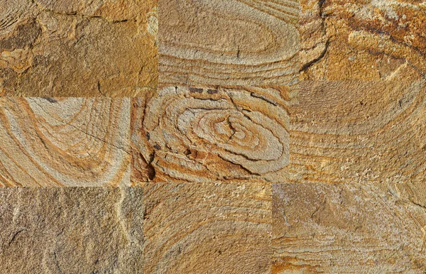 黄色天然石材立面 墙砖纹理 彩色背景天然石材 砂石石纹理细节 — 图库照片