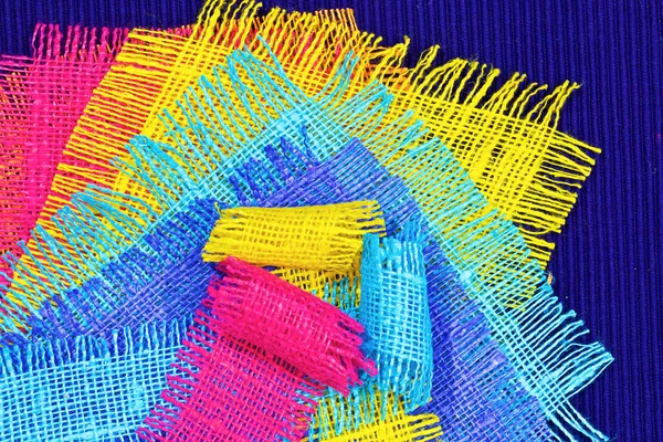 Fundo Bonito Multicolorido Abstrato Feito Pedaços Tecido Grosso Algodão — Fotografia de Stock