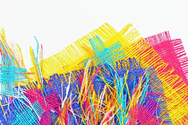 Abstract Multicolor Collage Cotton Colored Coarse Fabric — Stock Photo, Image