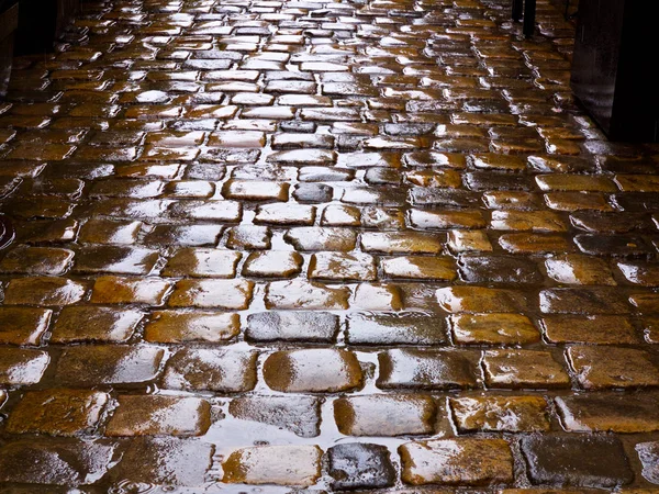 Oude Geplaveide Weg Regenachtig Weer — Stockfoto