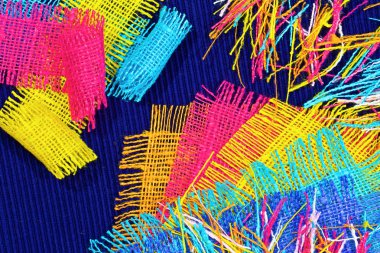 Pamuk renkli kaba kumaş soyut çok renkli kolaj.