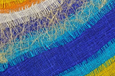 Pamuk renkli kaba kumaş soyut çok renkli kolaj.