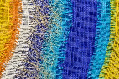 Pamuk renkli kaba kumaş soyut çok renkli kolaj.