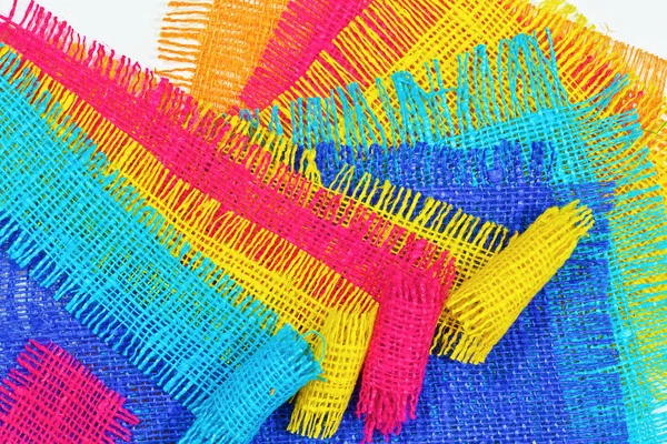 Pamuk renkli kaba kumaş soyut çok renkli kolaj.