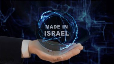 Painted hand shows concept hologram Made in Israel his hand clipart
