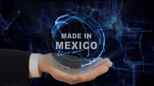 Mano pintada muestra concepto holograma hecho en México su mano — Foto de Stock