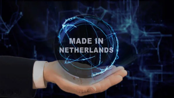 Painted hand shows concept hologram Made in Netherlands his hand — Stock Photo, Image