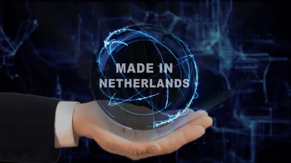 Malované ruce ukazuje koncept hologram Made v Nizozemsku ruku Stock Snímky