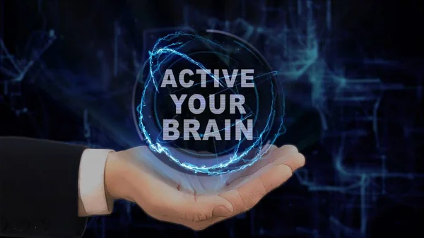 Ręcznie malowane przedstawiono pojęcia hologramu Active mózgu na rękę — Zdjęcie stockowe