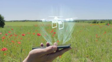 Drone hologram bir smartphone cep telefonu ile