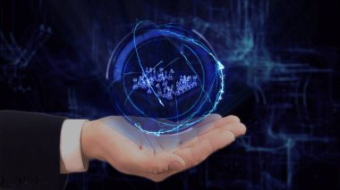 Elindeki el gösterir kavramı hologram 3d satranç boyalı
