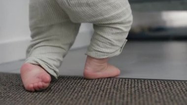 Tanınamayan bir bebek, ayakta durabilme becerilerini geliştirirken çevresini keşfeder. Minik, tapılası ayaklarıyla ve oyuncu kararlılığıyla hava atar.