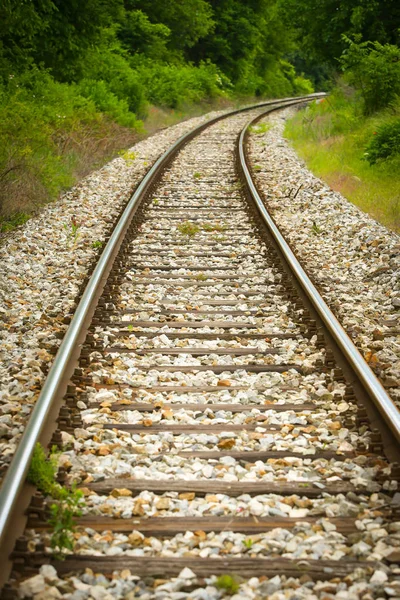 Pohled Železniční Kolejnice Venkově — Stock fotografie