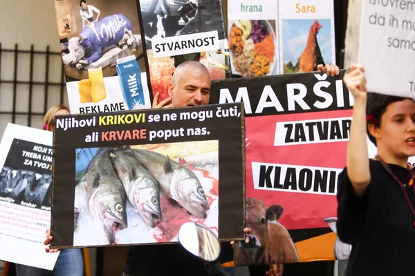 Ζάγκρεμπ Κροατία Μαΐου 2018 Άνθρωποι Διαμαρτύρονταν Ενάντια Στην Εκμετάλλευση Των — Φωτογραφία Αρχείου