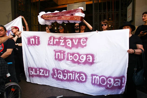 Zagreb Kroatien Mai 2018 Menschen Protestieren Gegen Faschismus Und Für — Stockfoto