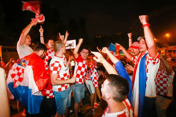 Zagreb Croacia Junio 2018 Los Aficionados Fútbol Croata Celebran Victoria —  Fotos de Stock