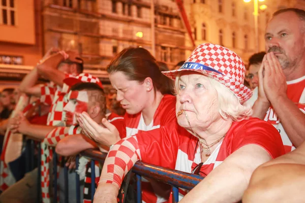 Zagreb Croacia Julio 2018 Los Aficionados Croatas Fútbol Viendo Partido — Foto de Stock