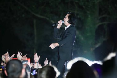 Zagreb, Hırvatistan - 26 Haziran, 2018: Nick & kötü tohumları mağara göl Jarun, Zagreb, Hırvatistan bulunan 13 Inmusic festivalin ikinci günü sırasında ana sahne alanı'nda gerçekleştirir. 