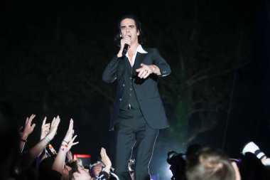 Zagreb, Hırvatistan - 26 Haziran, 2018: Nick & kötü tohumları mağara göl Jarun, Zagreb, Hırvatistan bulunan 13 Inmusic festivalin ikinci günü sırasında ana sahne alanı'nda gerçekleştirir. 