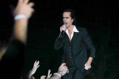 Zagreb, Hırvatistan - 26 Haziran, 2018: Nick & kötü tohumları mağara göl Jarun, Zagreb, Hırvatistan bulunan 13 Inmusic festivalin ikinci günü sırasında ana sahne alanı'nda gerçekleştirir. 