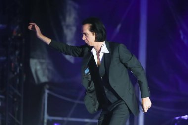 Zagreb, Hırvatistan - 26 Haziran, 2018: Nick & kötü tohumları mağara göl Jarun, Zagreb, Hırvatistan bulunan 13 Inmusic festivalin ikinci günü sırasında ana sahne alanı'nda gerçekleştirir. 