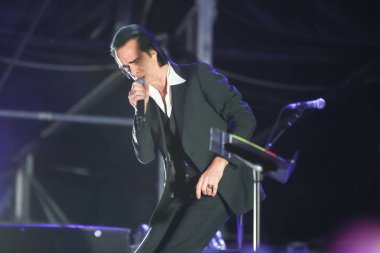 Zagreb, Hırvatistan - 26 Haziran, 2018: Nick & kötü tohumları mağara göl Jarun, Zagreb, Hırvatistan bulunan 13 Inmusic festivalin ikinci günü sırasında ana sahne alanı'nda gerçekleştirir. 