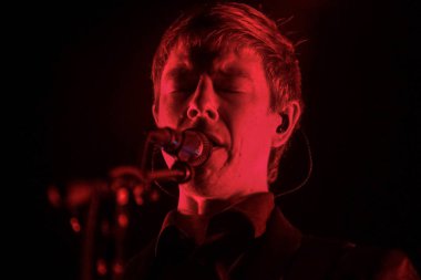 Zagreb, Hırvatistan - 27 Haziran, 2018: Interpol göl Jarun, Zagreb, Hırvatistan bulunan 13 Inmusic Festivali sırasında ana sahne alanı'nda gerçekleştiren Amerikalı rock grubu. 