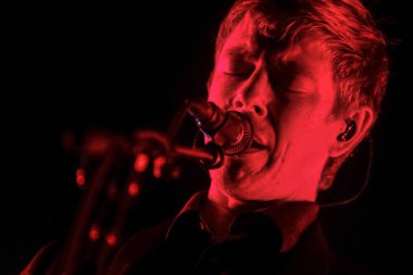 Zagreb, Hırvatistan - 27 Haziran, 2018: Interpol göl Jarun, Zagreb, Hırvatistan bulunan 13 Inmusic Festivali sırasında ana sahne alanı'nda gerçekleştiren Amerikalı rock grubu. 