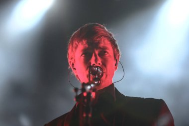 Zagreb, Hırvatistan - 27 Haziran, 2018: Interpol göl Jarun, Zagreb, Hırvatistan bulunan 13 Inmusic Festivali sırasında ana sahne alanı'nda gerçekleştiren Amerikalı rock grubu. 