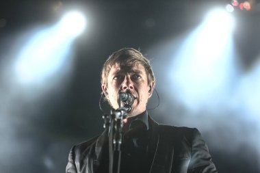 Zagreb, Hırvatistan - 27 Haziran, 2018: Interpol göl Jarun, Zagreb, Hırvatistan bulunan 13 Inmusic Festivali sırasında ana sahne alanı'nda gerçekleştiren Amerikalı rock grubu. 