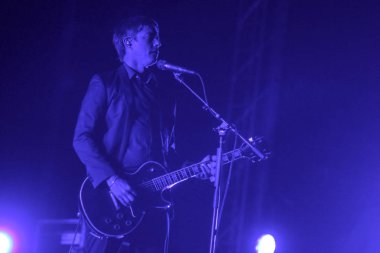 Zagreb, Hırvatistan - 27 Haziran, 2018: Interpol göl Jarun, Zagreb, Hırvatistan bulunan 13 Inmusic Festivali sırasında ana sahne alanı'nda gerçekleştiren Amerikalı rock grubu. 