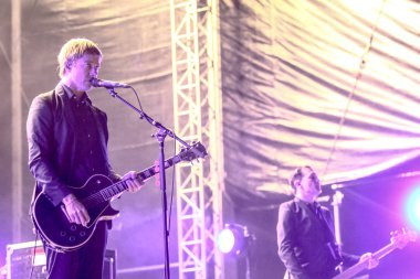 Zagreb, Hırvatistan - 27 Haziran, 2018: Interpol göl Jarun, Zagreb, Hırvatistan bulunan 13 Inmusic Festivali sırasında ana sahne alanı'nda gerçekleştiren Amerikalı rock grubu. 