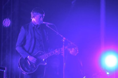 Zagreb, Hırvatistan - 27 Haziran, 2018: Interpol göl Jarun, Zagreb, Hırvatistan bulunan 13 Inmusic Festivali sırasında ana sahne alanı'nda gerçekleştiren Amerikalı rock grubu. 