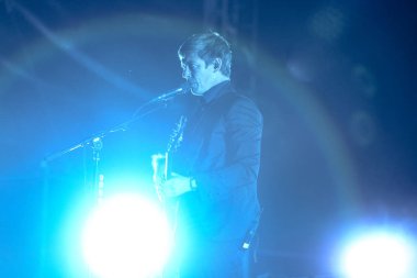 Zagreb, Hırvatistan - 27 Haziran, 2018: Interpol göl Jarun, Zagreb, Hırvatistan bulunan 13 Inmusic Festivali sırasında ana sahne alanı'nda gerçekleştiren Amerikalı rock grubu. 