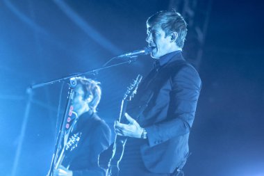 Zagreb, Hırvatistan - 27 Haziran, 2018: Interpol göl Jarun, Zagreb, Hırvatistan bulunan 13 Inmusic Festivali sırasında ana sahne alanı'nda gerçekleştiren Amerikalı rock grubu. 