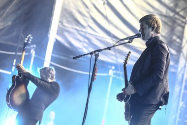 Zagreb, Hırvatistan - 27 Haziran, 2018: Interpol göl Jarun, Zagreb, Hırvatistan bulunan 13 Inmusic Festivali sırasında ana sahne alanı'nda gerçekleştiren Amerikalı rock grubu. 