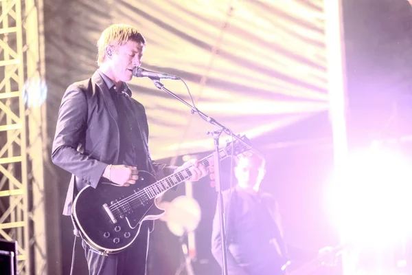 Zagreb, Hırvatistan - 27 Haziran, 2018: Interpol göl Jarun, Zagreb, Hırvatistan bulunan 13 Inmusic Festivali sırasında ana sahne alanı'nda gerçekleştiren Amerikalı rock grubu. 