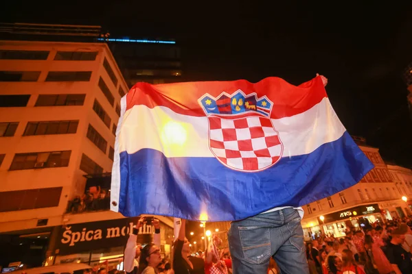 Zagreb Croatia Julho 2018 Torcedores Futebol Croata Comemoram Vitória Croácia — Fotografia de Stock
