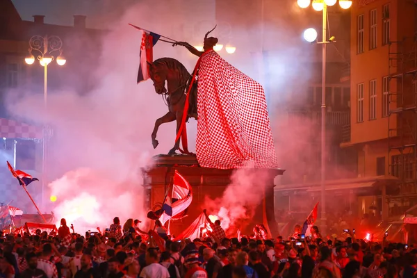 Zagreb Croazia Luglio 2018 Tifosi Croati Festeggiano Secondo Posto Dopo — Foto Stock