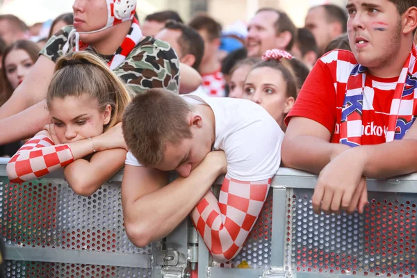 Záhřeb Chorvatsko Července 2018 Chorvatský Fotbalový Fanoušci Národní Tým Podpory — Stock fotografie