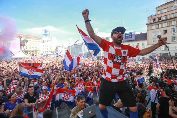 Zagreb Croatia July 2018 Croatian Football Fans Support National Team — Stock Photo, Image