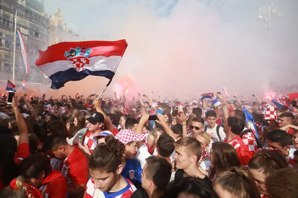 Zagreb Croacia Julio 2018 Los Aficionados Croatas Fútbol Apoyan Selección — Foto de Stock