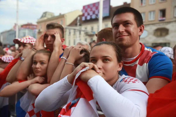 Zagreb Croacia Julio 2018 Los Aficionados Croatas Fútbol Apoyan Selección — Foto de Stock