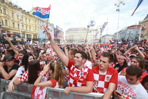 Zagreb Croatie Juillet 2018 Les Supporters Football Croates Soutiennent Équipe — Photo