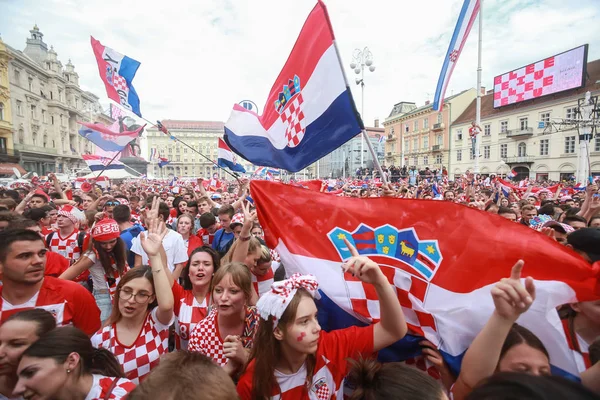 Zagreb Croatia July 2018 Croatian Football Fans Support National Team — Stock Photo, Image