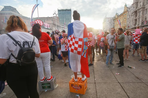 Zagreb Croatia July 2018 Croatian Football Fans Celebrate Second Place — Stock Photo, Image