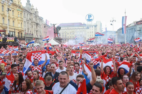 Zagreb Croatie Juillet 2018 Les Supporters Football Croates Célèbrent Leur — Photo