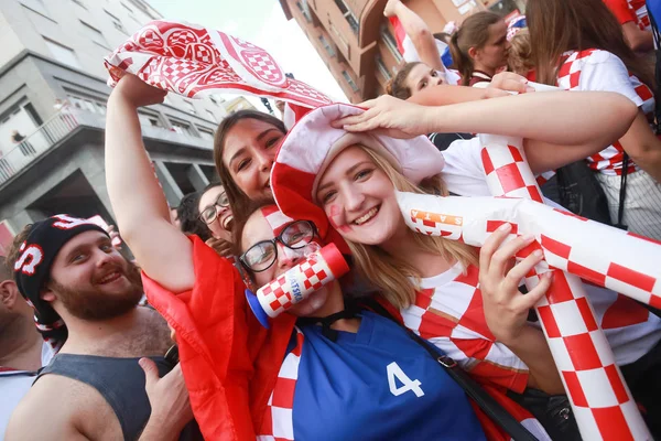 Zagreb Croatia Iulie 2018 Fanii Fotbalului Croat Sărbătoresc Locul Doi — Fotografie, imagine de stoc