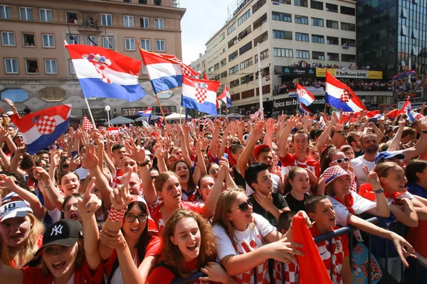 Zagreb Croatia Julho 2018 Seleção Croácia Recebe Celebração Casa Pelo — Fotografia de Stock
